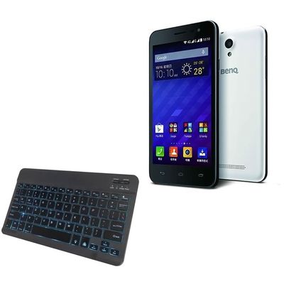 BoxWave Keyboard Compatible with BenQ B50 - SlimKeys Bluetooth Keyboard - with Backlight, Portable Slim LED 7 Colors - Jet Black