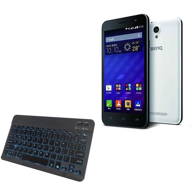 BoxWave Keyboard Compatible with BenQ B50 - SlimKeys Bluetooth Keyboard - with Backlight, Portable Slim LED 7 Colors - Jet Black