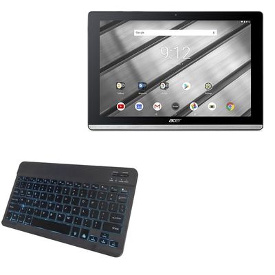 BoxWave Keyboard Compatible with Acer Iconia One 10 B3-A50FHD - SlimKeys Bluetooth Keyboard - with Backlight, Portable Slim LED 7 Colors - Jet Black