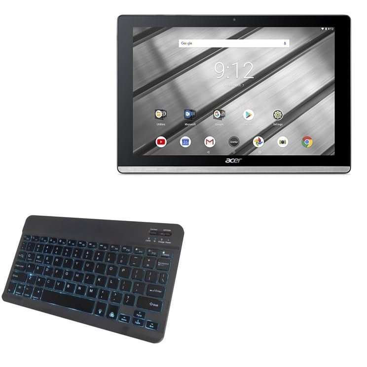 BoxWave Keyboard Compatible with Acer Iconia One 10 B3-A50FHD - SlimKeys Bluetooth Keyboard - with Backlight, Portable Slim LED 7 Colors - Jet Black