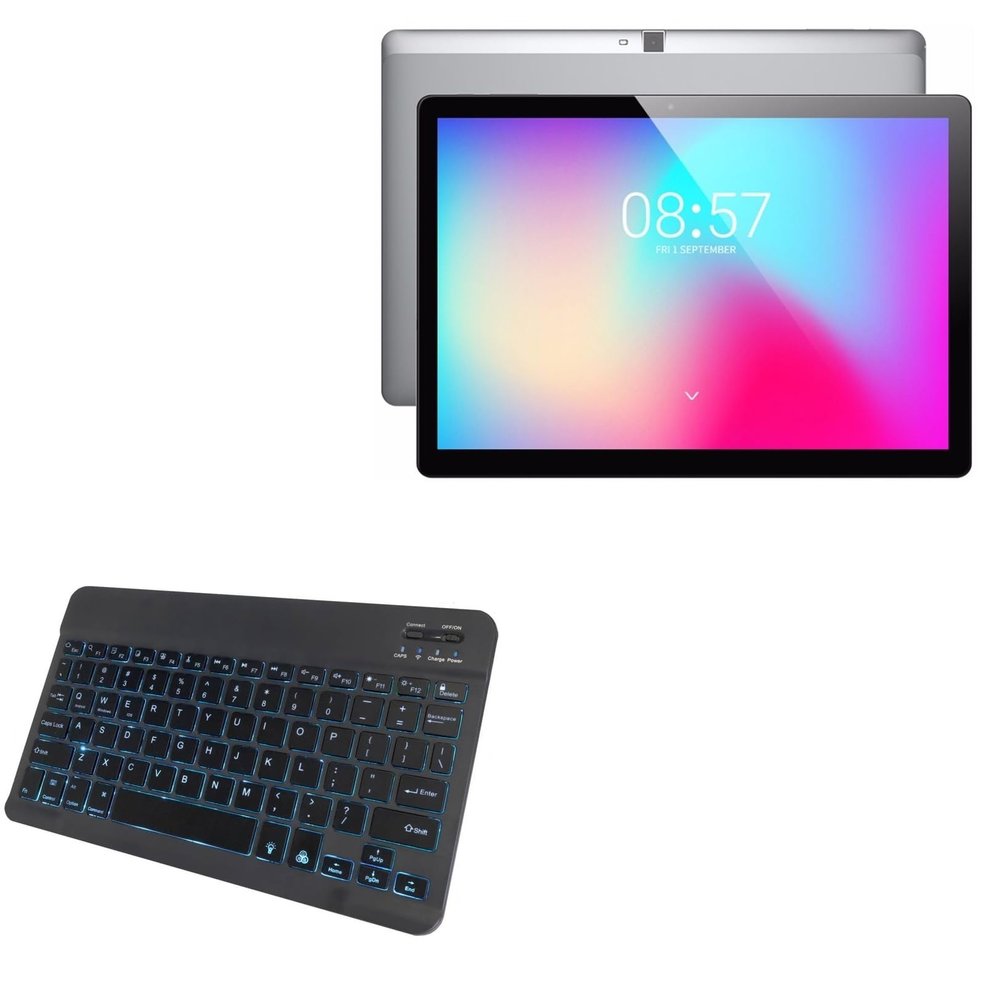 BoxWave Keyboard Compatible with Alldocube M5XS - SlimKeys Bluetooth Keyboard - with Backlight, Portable Slim LED 7 Colors - Jet Black