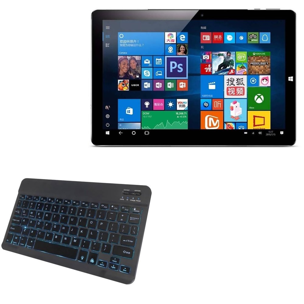 BoxWave Keyboard Compatible with Onda Tablet Onda OBook 10 Pro Tablet (10.1 in) - SlimKeys Bluetooth Keyboard - with Backlight, Portable Slim LED 7 Colors - Jet Black