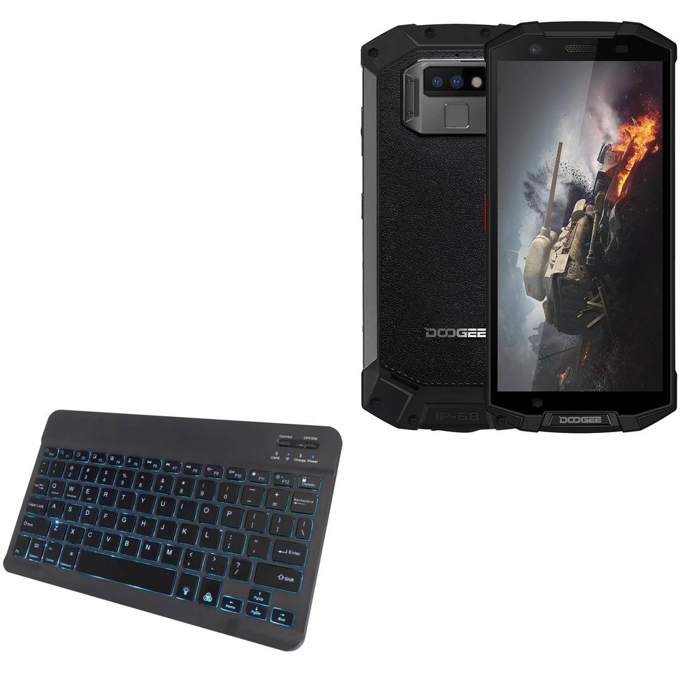 BoxWave Keyboard Compatible with Doogee S40 - SlimKeys Bluetooth Keyboard - with Backlight, Portable Slim LED 7 Colors - Jet Black