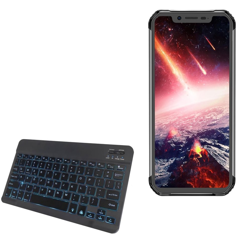 BoxWave Keyboard Compatible with Blackview BV9600 Pro - SlimKeys Bluetooth Keyboard - with Backlight, Portable Slim LED 7 Colors - Jet Black