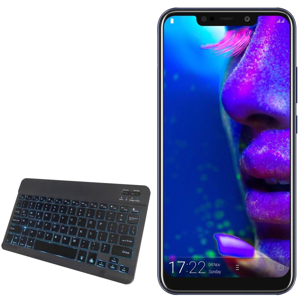 BoxWave Keyboard Compatible with Allview Soul X5 Style - SlimKeys Bluetooth Keyboard - with Backlight, Portable Slim LED 7 Colors - Jet Black