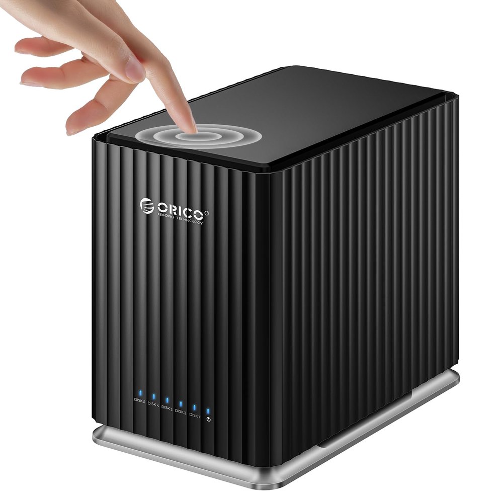 ORICO 5 Bay USB 3.1 Hard Drive Enclosure - Plug and Play DAS Enclosure with 12V/10A Power Adapter, Maximum 5*22TB Storage for Home Data Management - 9758C3