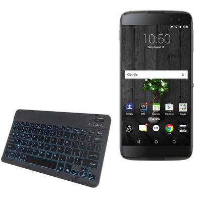 BoxWave Keyboard Compatible with BlackBerry DTEK60 - SlimKeys Bluetooth Keyboard - with Backlight, Portable Slim LED 7 Colors - Jet Black