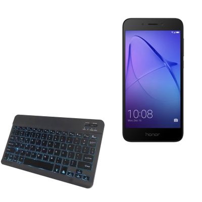 BoxWave Keyboard Compatible with Huawei Honor Holly 4 - SlimKeys Bluetooth Keyboard - with Backlight, Portable Slim LED 7 Colors - Jet Black