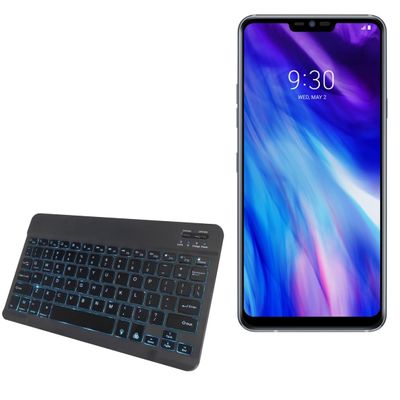 BoxWave Keyboard Compatible with LG G7+ ThinQ - SlimKeys Bluetooth Keyboard - with Backlight, Portable Slim LED 7 Colors - Jet Black