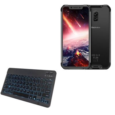 BoxWave Keyboard Compatible with Blackview BV9600 Plus - SlimKeys Bluetooth Keyboard - with Backlight, Portable Slim LED 7 Colors - Jet Black