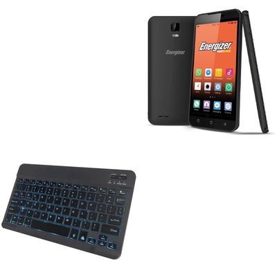 BoxWave Keyboard Compatible with Energizer Energy S500 - SlimKeys Bluetooth Keyboard - with Backlight, Portable Slim LED 7 Colors - Jet Black