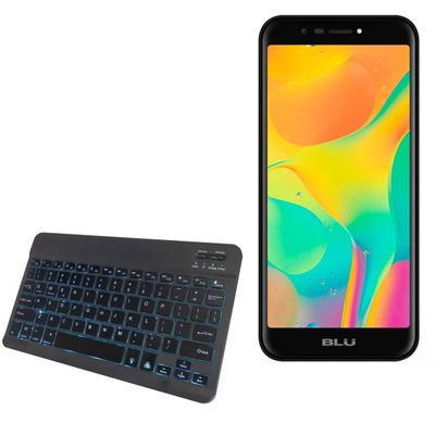 BoxWave Keyboard Compatible with BLU Studio View XL - SlimKeys Bluetooth Keyboard - with Backlight, Portable Slim LED 7 Colors - Jet Black