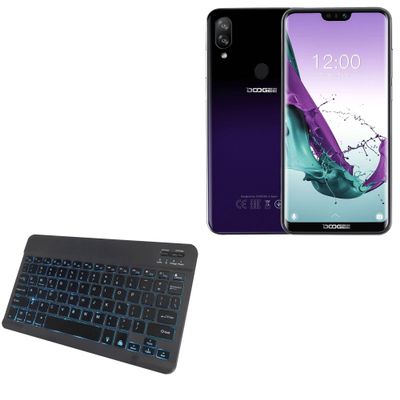 BoxWave Keyboard Compatible with Doogee N10 - SlimKeys Bluetooth Keyboard - with Backlight, Portable Slim LED 7 Colors - Jet Black