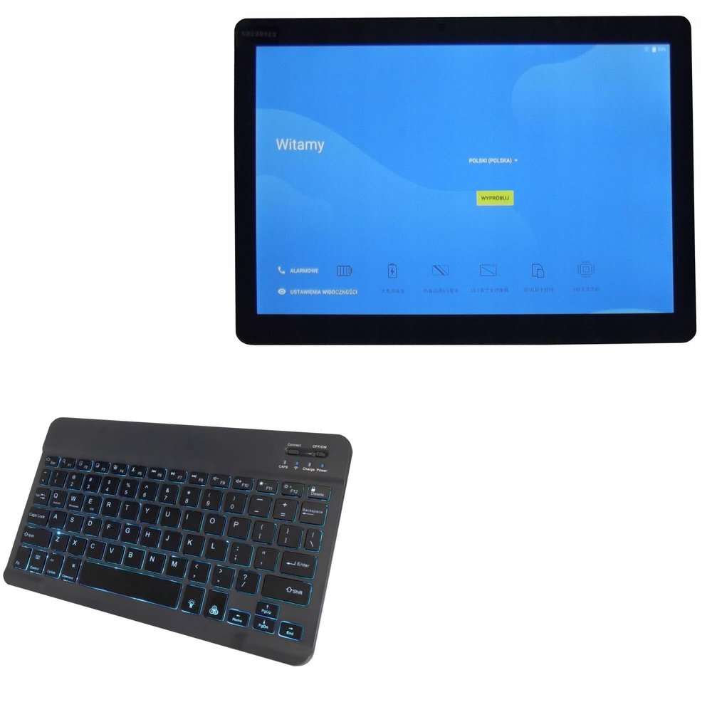 BoxWave Keyboard Compatible with Alldocube Power M3 - SlimKeys Bluetooth Keyboard - with Backlight, Portable Slim LED 7 Colors - Jet Black