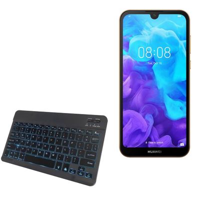 BoxWave Keyboard Compatible with Huawei Y5 2019 - SlimKeys Bluetooth Keyboard - with Backlight, Portable Slim LED 7 Colors - Jet Black