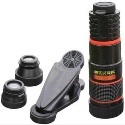 Portable Pocket Compact Monoculars,4 in 1 Universal Phone Camera Lens Kit 8X Telephoto Lens Wide Angle Lens,for Bird Wat