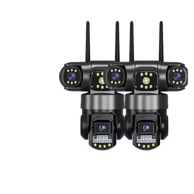 LNBBEQ 3 Lens Video Surveillance Camera WiFi Network CCTV Camera 360 Monitor Outdoor Waterproof Security V380 Pro PTZ Cameras(AU Plug,2Pcs Cam 128G Card)