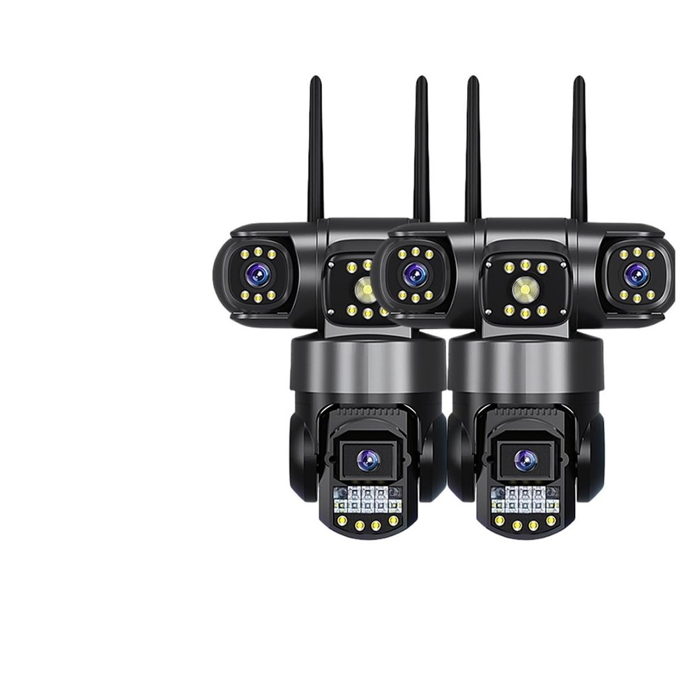 LNBBEQ 3 Lens Video Surveillance Camera WiFi Network CCTV Camera 360 Monitor Outdoor Waterproof Security V380 Pro PTZ Cameras(AU Plug,2Pcs Cam 128G Card)