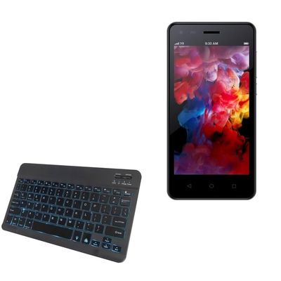BoxWave Keyboard Compatible with Ark Benefit S453 - SlimKeys Bluetooth Keyboard - with Backlight, Portable Slim LED 7 Colors - Jet Black