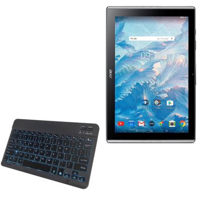 BoxWave Keyboard Compatible with Acer Iconia One 10 B3-A40FHD - SlimKeys Bluetooth Keyboard - with Backlight, Portable Slim LED 7 Colors - Jet Black
