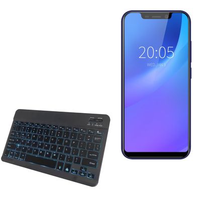 BoxWave Keyboard Compatible with Blackview A30 - SlimKeys Bluetooth Keyboard - with Backlight, Portable Slim LED 7 Colors - Jet Black