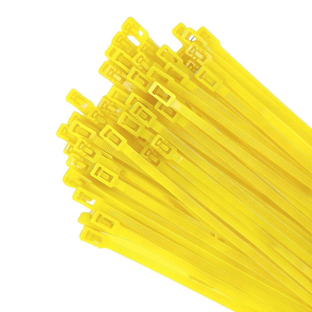 Aroono 100 Pack 12 Inch Heavy Duty Zip Ties Outdoor Yellow  Reusable Cable Ties, 36 LBS Tensile Strength, UV Resistant & Weatherproof for Industrial, HVAC, and Harsh Conditions