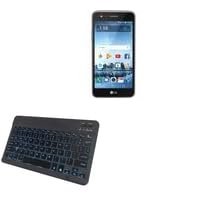 BoxWave Keyboard Compatible with LG Rebel 3 - SlimKeys Bluetooth Keyboard - with Backlight, Portable Slim LED 7 Colors - Jet Black