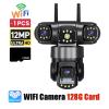 LNBBEQ 3 Lens Video Surveillance Camera WiFi Network CCTV Camera 360 Monitor Outdoor Waterproof Security V380 Pro PTZ Cameras(AU Plug,1Pcs Cam 128G Card) view 2