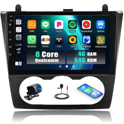 [4+64GB] 8-Core Qualcomm Android 15 Car Stereo for Nissan Altima Teana 2008-2012 (Manual A/C) with CarPlay & Android Auto,9 Car Radio with Bluetooth5.1 GPS WiFi FM/RDS EQ DSP SWC+Backup Camera
