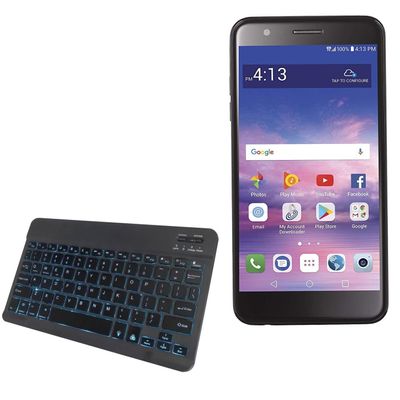 BoxWave Keyboard Compatible with Alcatel TCL LX - SlimKeys Bluetooth Keyboard - with Backlight, Portable Slim LED 7 Colors - Jet Black