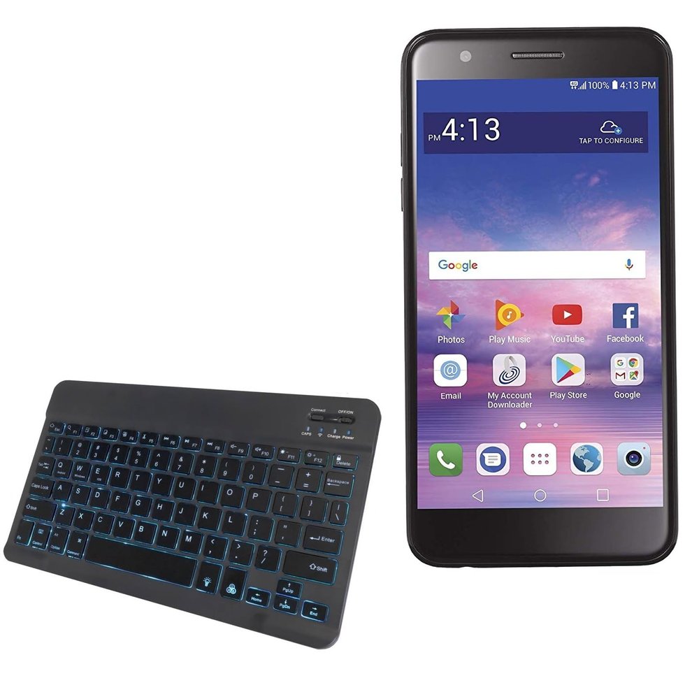 BoxWave Keyboard Compatible with Alcatel TCL LX - SlimKeys Bluetooth Keyboard - with Backlight, Portable Slim LED 7 Colors - Jet Black