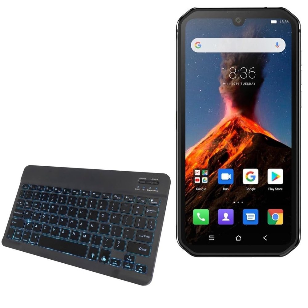 BoxWave Keyboard Compatible with Blackview BV9900 - SlimKeys Bluetooth Keyboard - with Backlight, Portable Slim LED 7 Colors - Jet Black
