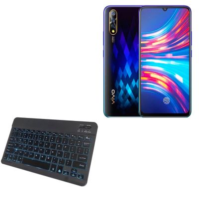BoxWave Keyboard Compatible with vivo V17 Neo - SlimKeys Bluetooth Keyboard - with Backlight, Portable Slim LED 7 Colors - Jet Black