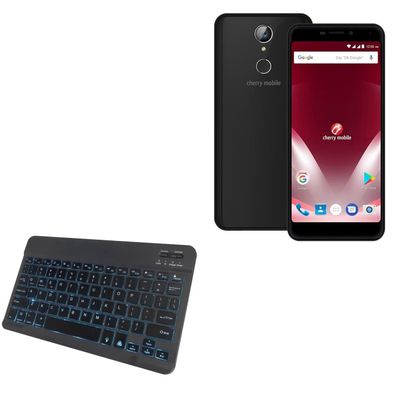 BoxWave Keyboard Compatible with Cherry Mobile Flare P3 Plus - SlimKeys Bluetooth Keyboard - with Backlight, Portable Slim LED 7 Colors - Jet Black