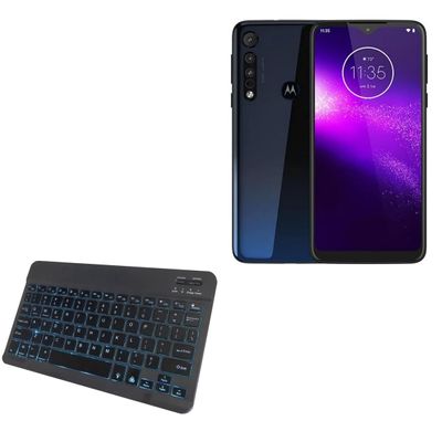 BoxWave Keyboard Compatible with Motorola One Macro - SlimKeys Bluetooth Keyboard - with Backlight, Portable Slim LED 7 Colors - Jet Black