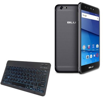 BoxWave Keyboard Compatible with BLU Advance A5 LTE - SlimKeys Bluetooth Keyboard - with Backlight, Portable Slim LED 7 Colors - Jet Black