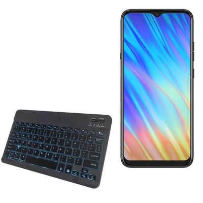 BoxWave Keyboard Compatible with HiSense F40 - SlimKeys Bluetooth Keyboard - with Backlight, Portable Slim LED 7 Colors - Jet Black
