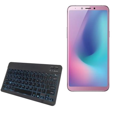 BoxWave Keyboard Compatible with Samsung Galaxy A6s - SlimKeys Bluetooth Keyboard - with Backlight, Portable Slim LED 7 Colors - Jet Black