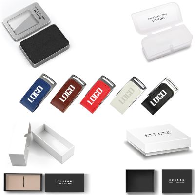 Bulk Custom Logo USB Drives with Leather Case, Personalized Metal Engraved Thumb Drives with Custom Packaging Options for Corporate Gifts, Brand Promotions, Events (100,16 GB)