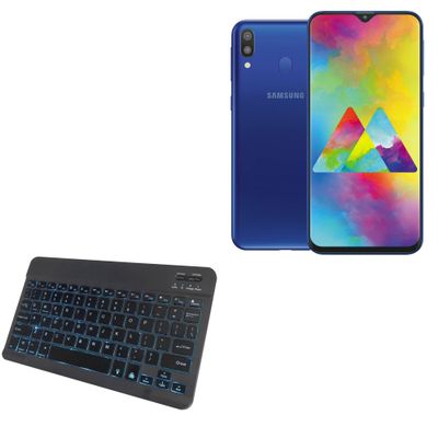 BoxWave Keyboard Compatible with Samsung Galaxy M10 - SlimKeys Bluetooth Keyboard - with Backlight, Portable Slim LED 7 Colors - Jet Black