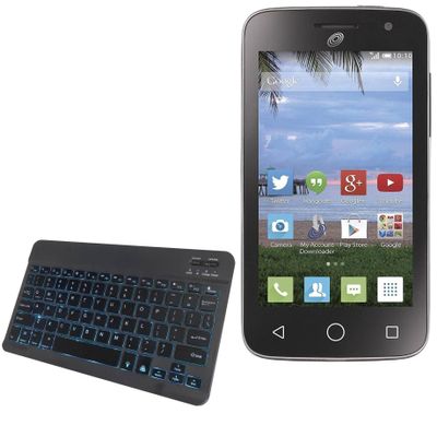 BoxWave Keyboard Compatible with Alcatel OneTouch Pop Star - SlimKeys Bluetooth Keyboard - with Backlight, Portable Slim LED 7 Colors - Jet Black
