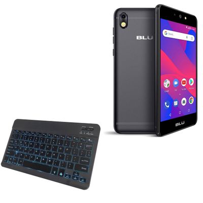 BoxWave Keyboard Compatible with BLU Advance 5.2 HD - SlimKeys Bluetooth Keyboard - with Backlight, Portable Slim LED 7 Colors - Jet Black