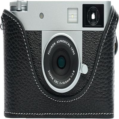 BMAOLLONGB X-Half Camera Case, Handmade Genuine Real Leather Half Camera Case Bag Cover for Fujifilm X-Half Camera Bottom Opening Version + Lens Cover (Black)