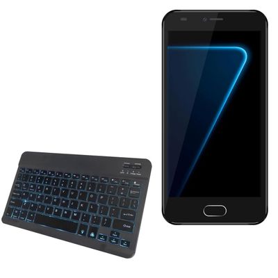 BoxWave Keyboard Compatible with AllCall Alpha - SlimKeys Bluetooth Keyboard - with Backlight, Portable Slim LED 7 Colors - Jet Black