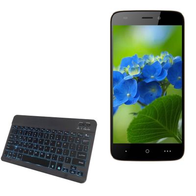 BoxWave Keyboard Compatible with Ark Benefit S505 - SlimKeys Bluetooth Keyboard - with Backlight, Portable Slim LED 7 Colors - Jet Black