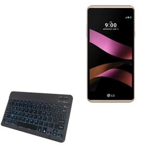 BoxWave Keyboard Compatible with LG X Style - SlimKeys Bluetooth Keyboard - with Backlight, Portable Slim LED 7 Colors - Jet Black