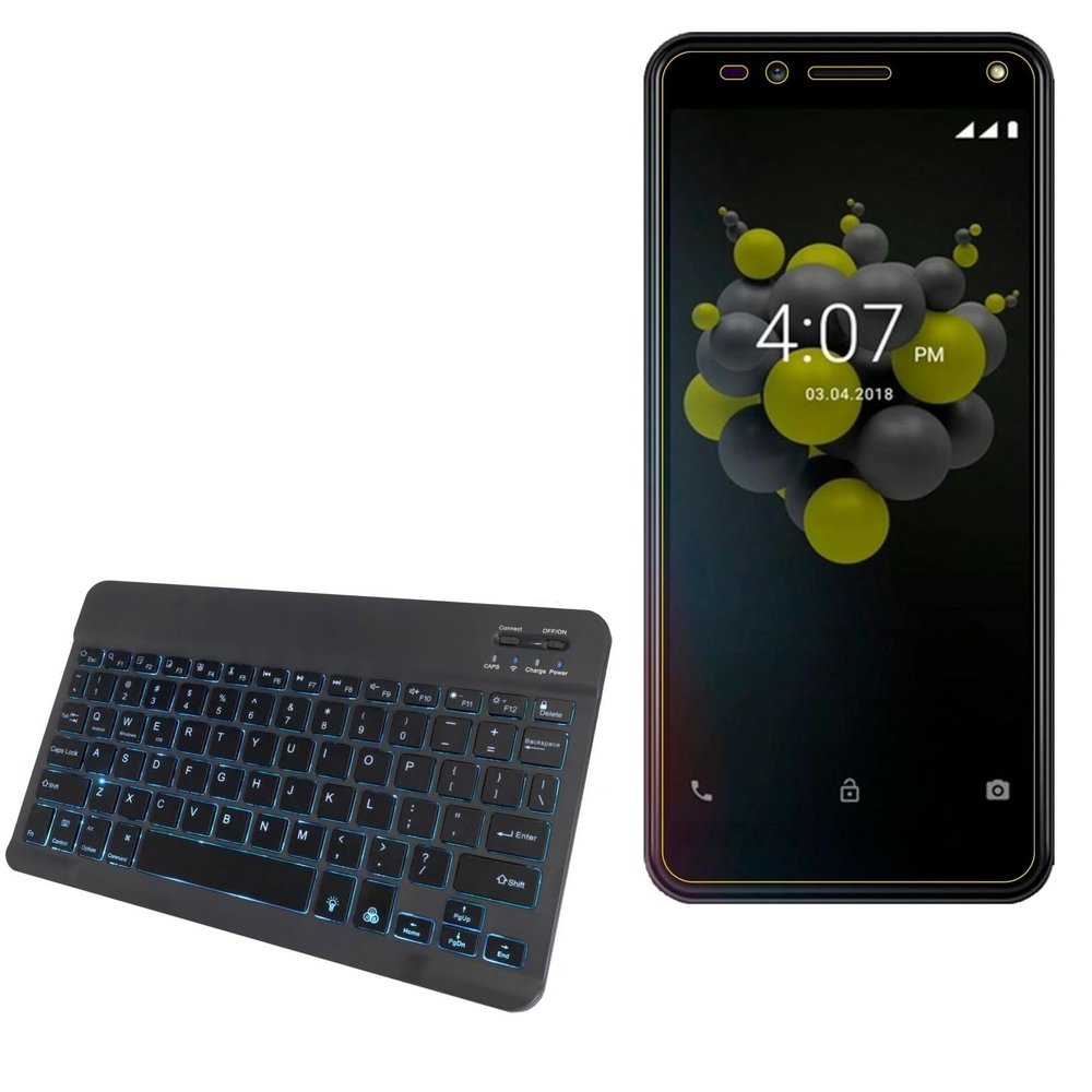 BoxWave Keyboard Compatible with Allview A9 Plus - SlimKeys Bluetooth Keyboard - with Backlight, Portable Slim LED 7 Colors - Jet Black