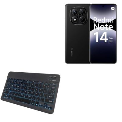 BoxWave Keyboard Compatible with Xiaomi Redmi Note 14 Pro 5G - SlimKeys Bluetooth Keyboard - with Backlight, Portable Slim LED 7 Colors - Jet Black
