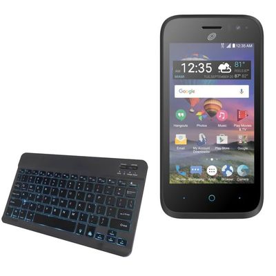 BoxWave Keyboard Compatible with ZTE Jasper LTE - SlimKeys Bluetooth Keyboard - with Backlight, Portable Slim LED 7 Colors - Jet Black
