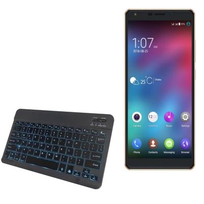 BoxWave Keyboard Compatible with Walton Primo GM3+ (3GB) - SlimKeys Bluetooth Keyboard - with Backlight, Portable Slim LED 7 Colors - Jet Black